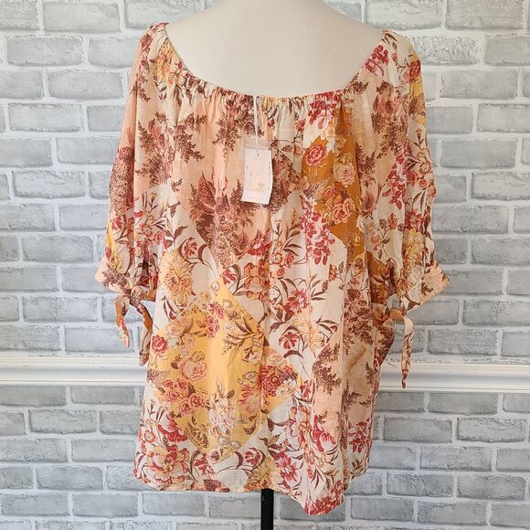 Lauren Conrad Floral 3/4 Sleeve Tunic Top Plus Size 2X Cottage Fall NEW - Picture 3 of 8
